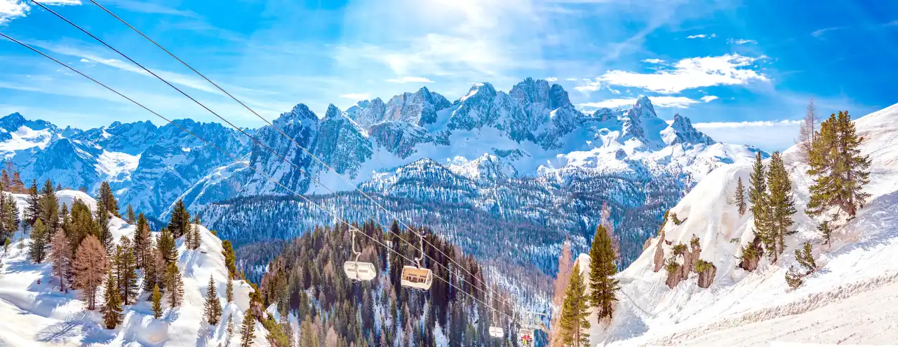 Panorama of the snowy Dolomites